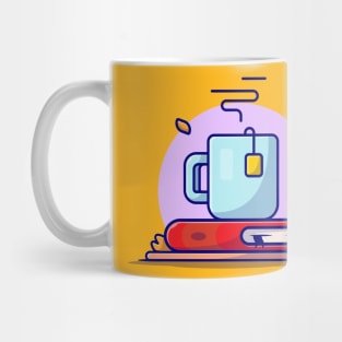 Hot Tea with Book Cartoon Vector Icon Illustration Mug